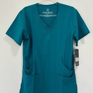 Scrubaid Women’s Teal V-Neck Medical Scrub Top with Zipper pockets med